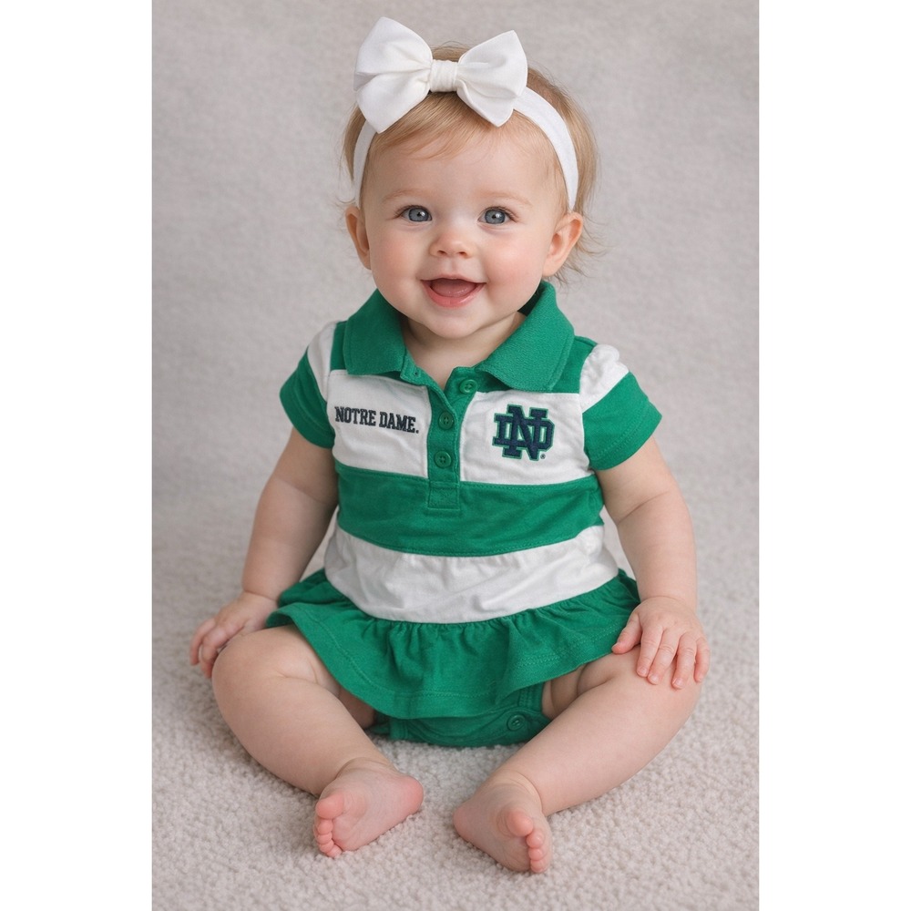 Notre Dame Lansdowne Heritage Collection‎ Green Striped Polo Dress Girls 6-12M